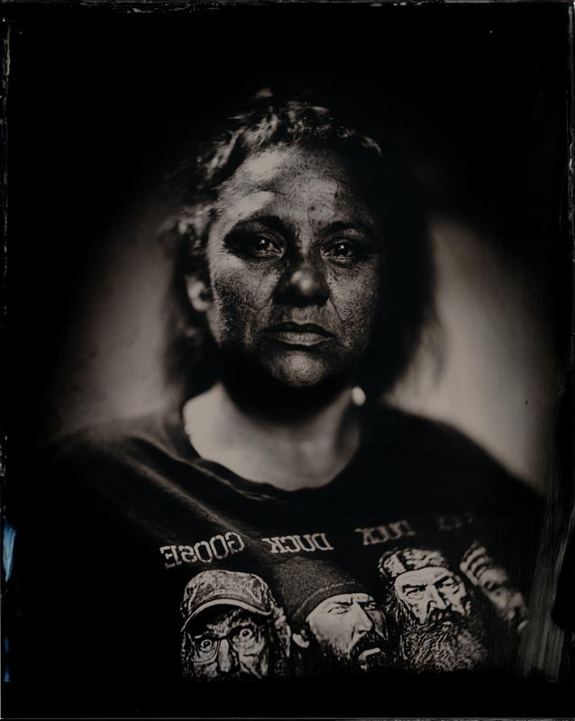 wet plate collodion portrait of homeless woman serena