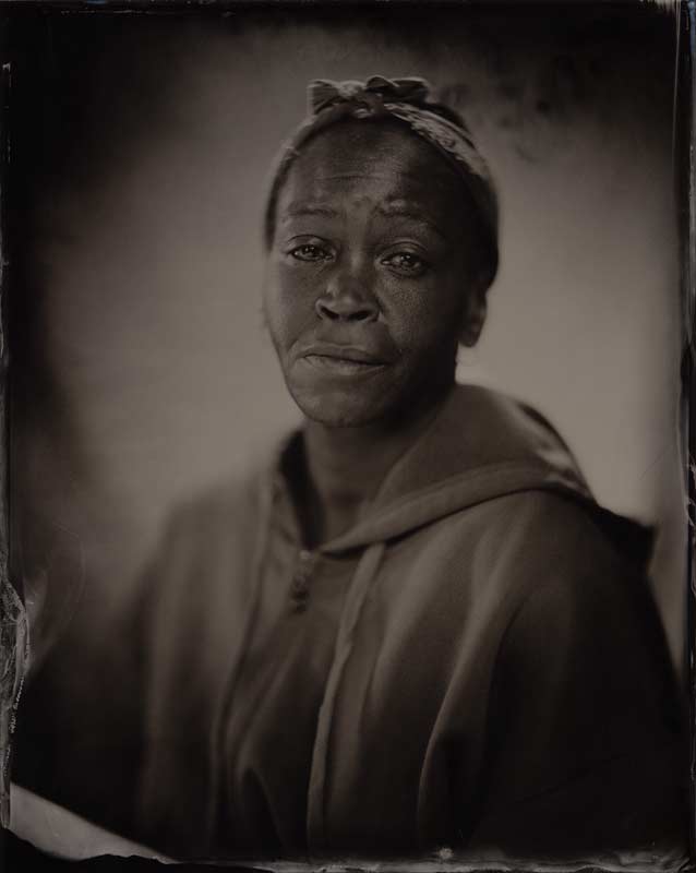 wet plate collodion portrait of homeless woman deborah