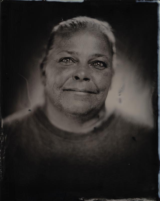wet plate collodion portrait of homeless woman deborah