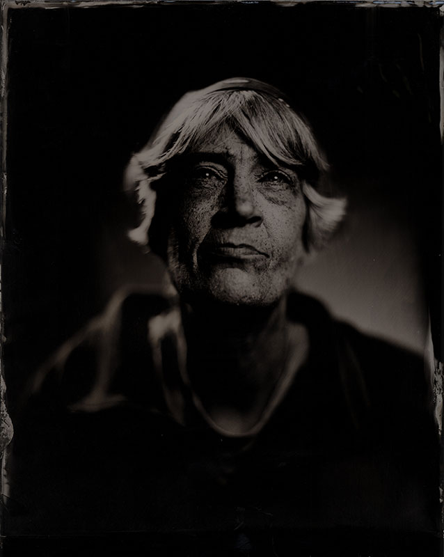 wet plate collodion portrait of homeless woman deborah